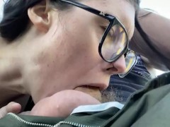 Deep throating my boyfriends cock while on a ski lift 