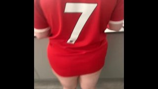 Football fan gets bent over while cleaning 