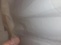 Stroking hard soapy clean shaven throbbing cock in shower
