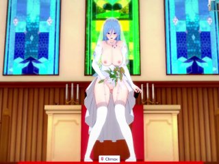 church, wife, wedding dress, creampie