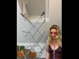 Posh, British cam girl demonstrates her value as a wife by hanging out the washing