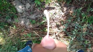 POV CUMSHOT Of A Sexy Cock Pissing OUTDOOR