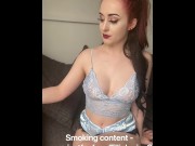 Preview 1 of British redhead Porn star Smoking with red lipstick on