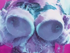 Hot chick washing her boobs in a foamy shower - Screenshot 11 of 16 - Big Tits