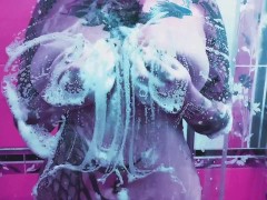Hot chick washing her boobs in a foamy shower - Screenshot 16 of 16 - Big Tits
