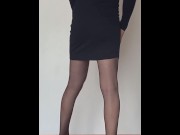 Preview 3 of Crossdresser sexy dress, stockings high heels
