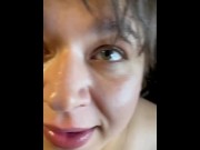Preview 3 of Mixed girl waits for cum, takes facial and swallow