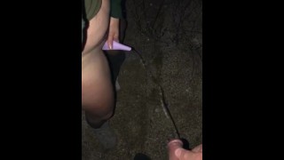 Husband And Wife Stand Outside To Pee Together She Uses A Go Girl She-Wee Device While We Pee