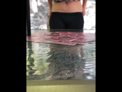 Video Playing strip poker outside at our campsites gazebo, she lost so she had to show me her pussy