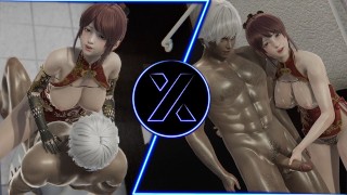 3D HENTAI、ホテルの女の子とトイレでセックス