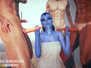 [OVERWATCH] Widowmaker gangbanged in the sauna 3D hentai