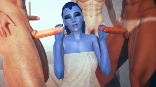 [OVERWATCH] Widowmaker gegangbanged in de sauna 3D hentai