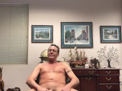 CMNM - Got naked and jacked off for a clothed guy to watch. You can hear him talking behind camera