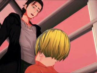 Eren fucking Armin bareback outside (post time skip) - AoT Hentai