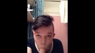 This Hot Trans Guy Demonstrates His Cock Sucking Abilities