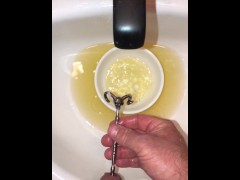 POV Using my gothic hollow urethral sound to pee because its cool to watch pee flow out of both eyes