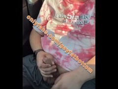 Horny chub can't wait and jerks uncut dick in the parking lot