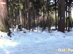 Denims Pulled Down To Pee In The Snow