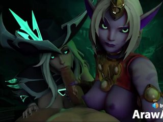 Miss Fortune & Soraka Blowjob (with sound) 3d animation ASMR hentai League of Legends bj