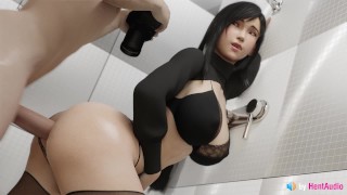 Anal Final Fantasy's Tifa Analy Creampied In A Bathroom With Sound And 3D Animation