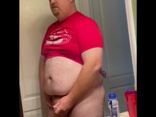 Tight Shirt Big Belly Play and Jerk off