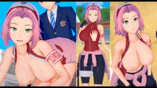 [Хентай-игра Коикацу! ] Займитесь сексом с Большие сиськи Naruto Sakura Haruno.3DCG Эротическое аним