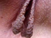 Preview 4 of Big pussy lips fingering very close up!