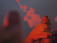 Slow Motion Cumshot on mirror. Close-up Solo Jerk off