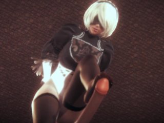 Nier_automata 2B does tremendous footjob with her stockings