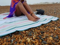 EXHIBITIONIST WIFE NAKED at a PUBLIC BEACH