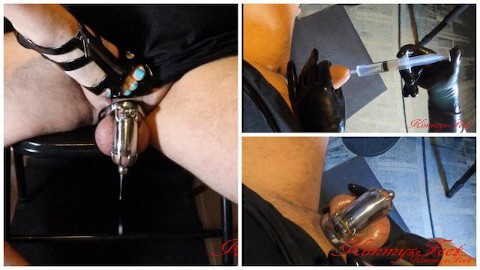 Chastity cage slave balls full cum milking & cock sounding torture WORLD RECORD CUMSHOT