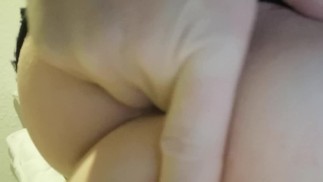 Crossdresser self fingering shaved smooth ass