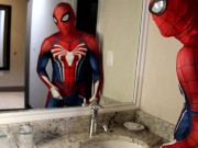 Preview 1 of spiderman insomniac hotel jerk off and cum