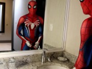 Preview 2 of spiderman insomniac hotel jerk off and cum