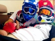 Preview 4 of Two guys in helmets jerk off and cum