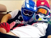 Preview 5 of Two guys in helmets jerk off and cum