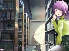 Chica en la biblioteca audio