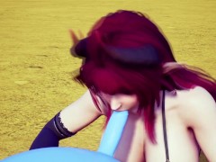 Demon Girl sucking off a bouncing ball