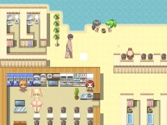 Outrageous Nanpa Beach [Hentai RPG game] Ep.2 surprising the huge boobs landlady naked in her bath