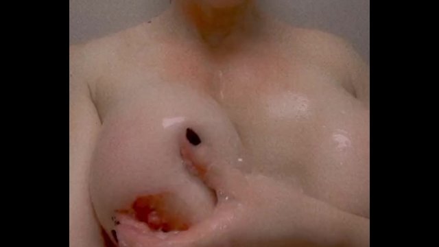 Shower big tits massage