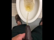 Preview 3 of POV Pissing thru my hollow cock sleeve device in a public washroom then tasting the last few P drops