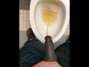 Preview 4 of POV Pissing thru my hollow cock sleeve device in a public washroom then tasting the last few P drops