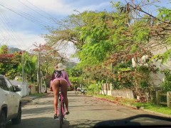 RIDING A BIKE WITHOUT PANTIES ALMOST NAKED