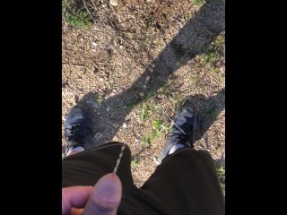 solo male, almost busted, outdoor, pissing