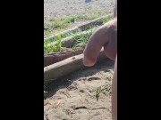 Preview 3 of Johnholmesjunior showing off his monster cock at busy vancouver nude beach