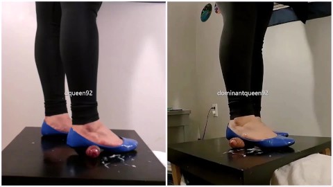 Amateur Breaking in new Blue Madden Flats on his cock Shoejob