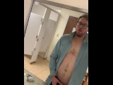 Business Casual Otter Pissing in the Sink with His Half-Hard Cock in a Public Bathroom - Risky Pee!