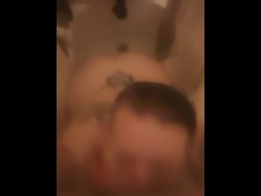 Shower time blowjob with Daddy