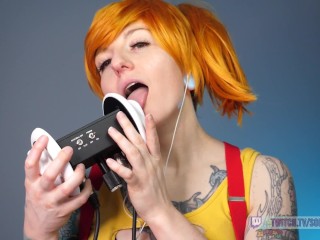 SFW ASMR - Tintelende Trainer MISTY Oor Eten Nibbels - PASTEL ROSIE Pokemon Cosplay Likken Rollenspel