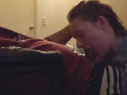 Preview 3 of A little redhead pawg chokes on my dick and swallows my nut